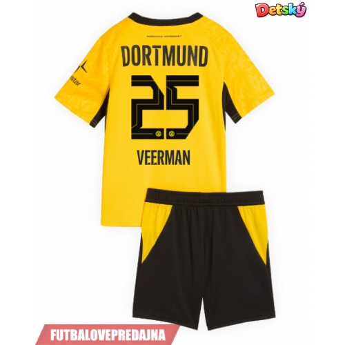 Lacne Dětský Futbalové dres Borussia Dortmund Joey Veerman #25 2026-27 Krátky Rukáv - Domáci (+ trenírky)
